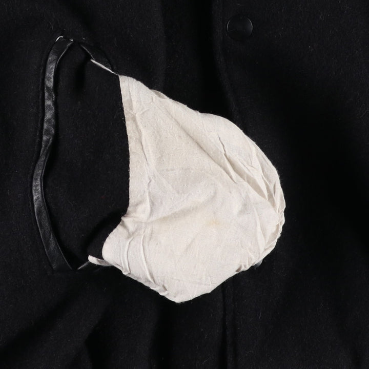 90'S Canada Sportswear Vintage Varsity Jacket with Leather Sleeves and Wool Buttons, Made in Canada, Men's Size XL wool black type Vintage Second Hand