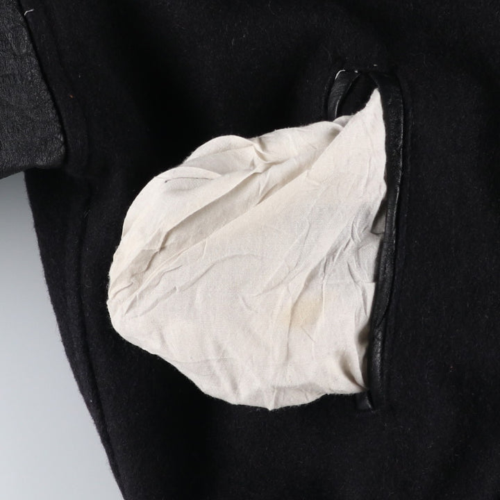 90'S Canada Sportswear Vintage Varsity Jacket with Leather Sleeves and Wool Buttons, Made in Canada, Men's Size XL wool black type Vintage Second Hand