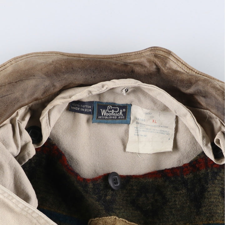 WOOLRICH Vintage Padded Duck Hunting Jacket, Made in USA, Men's Size XL cotton ivory Vintage Second Hand