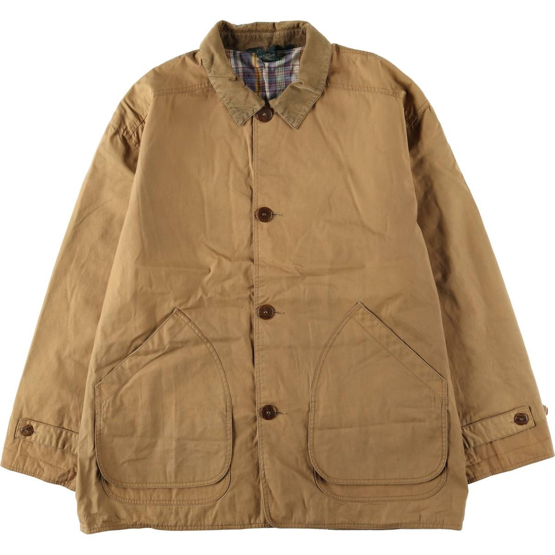 90'S J.Crew Vintage Hunting Jacket, Men's Size XL cotton brown type Vintage Second Hand