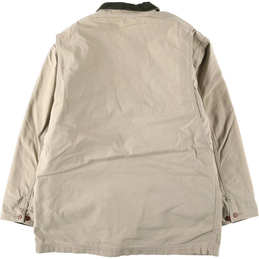 90s-00'S LLBean padded duck hunting jacket, men's size L cotton unbleached Vintage Second Hand