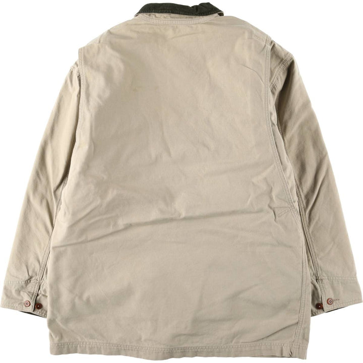 90s-00'S LLBean padded duck hunting jacket, men's size L cotton unbleached Vintage Second Hand