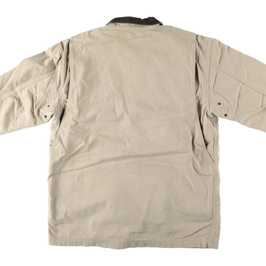 90s-00'S LLBean padded duck hunting jacket, men's size L cotton unbleached Vintage Second Hand