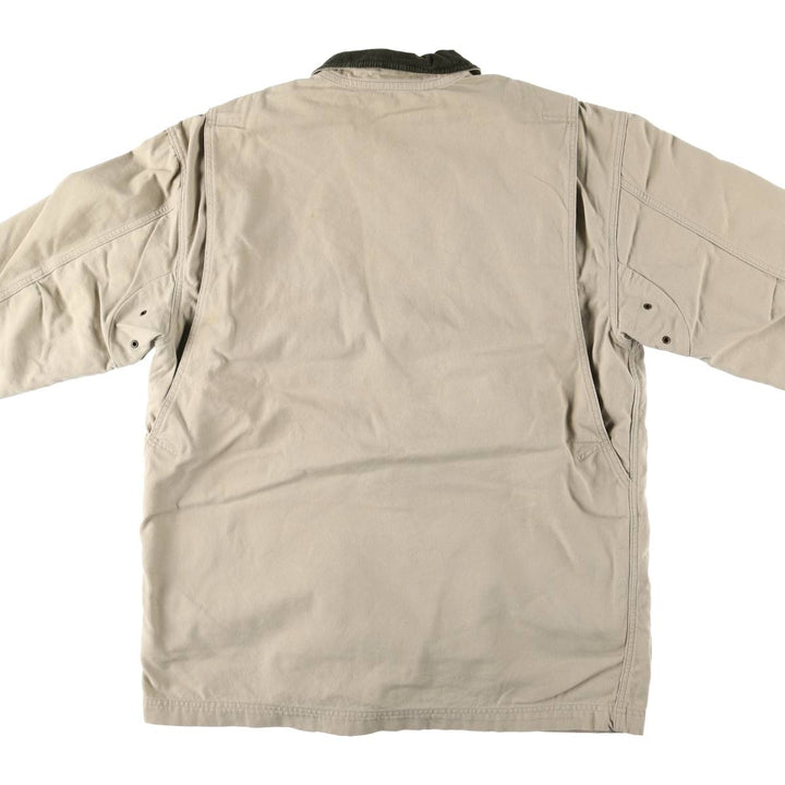 90s-00'S LLBean padded duck hunting jacket, men's size L cotton unbleached Vintage Second Hand