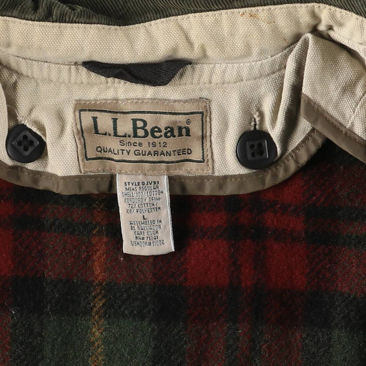 90s-00'S LLBean padded duck hunting jacket, men's size L cotton unbleached Vintage Second Hand