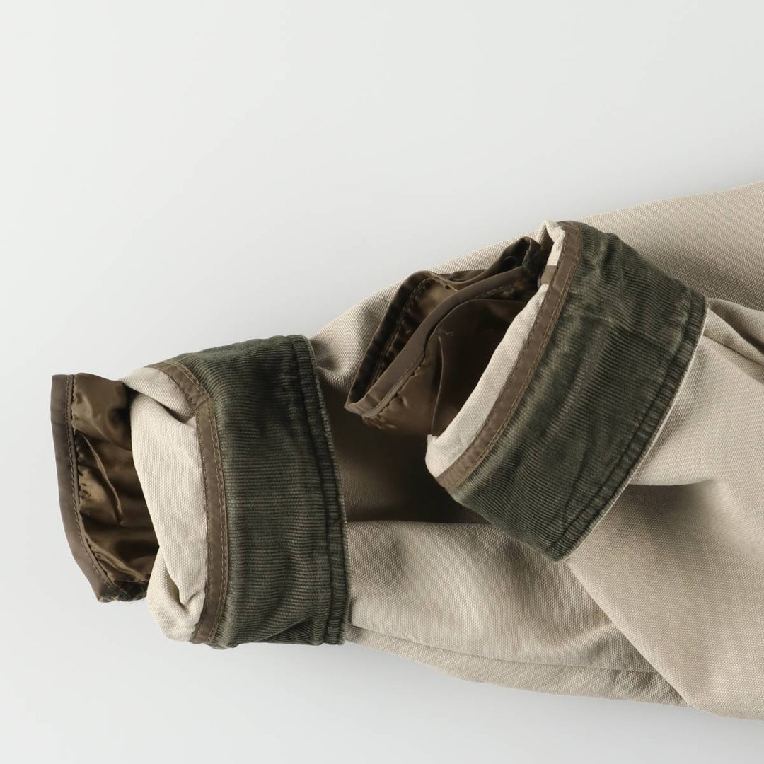 90s-00'S LLBean padded duck hunting jacket, men's size L cotton unbleached Vintage Second Hand