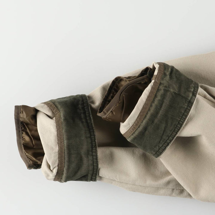 90s-00'S LLBean padded duck hunting jacket, men's size L cotton unbleached Vintage Second Hand