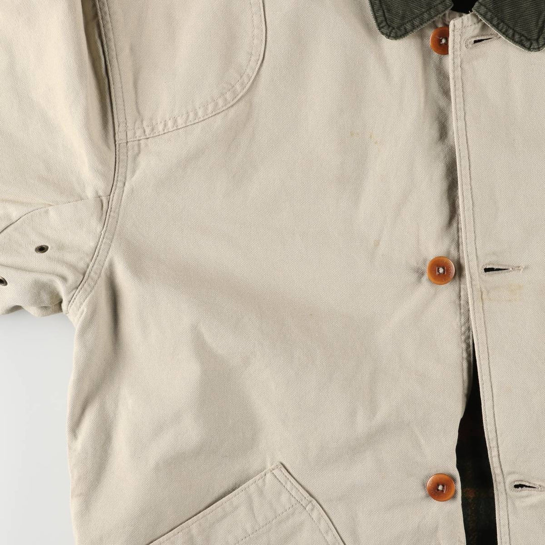 90s-00'S LLBean padded duck hunting jacket, men's size L cotton unbleached Vintage Second Hand