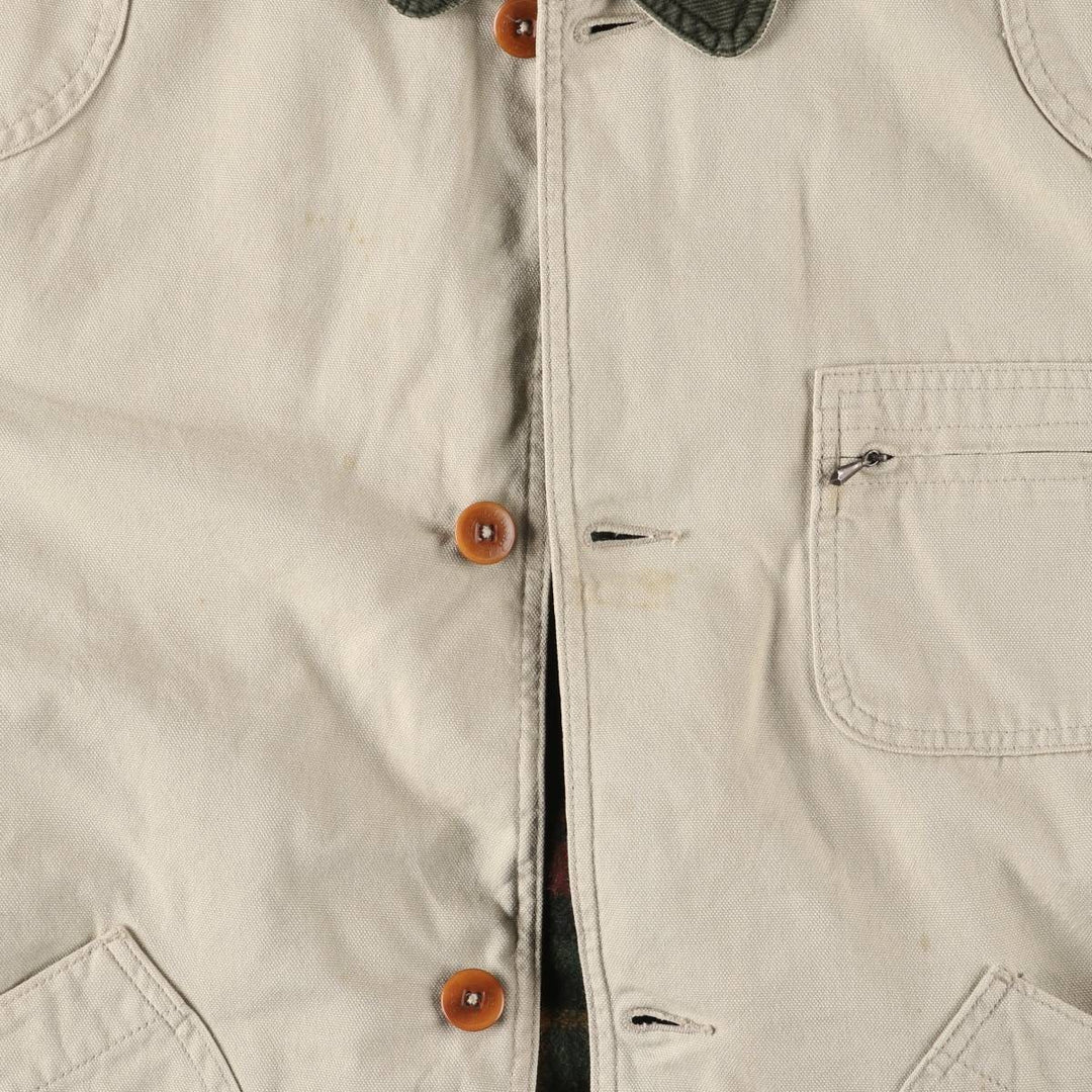 90s-00'S LLBean padded duck hunting jacket, men's size L cotton unbleached Vintage Second Hand