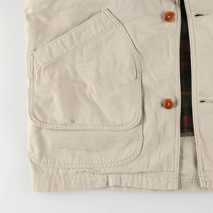 90s-00'S LLBean padded duck hunting jacket, men's size L cotton unbleached Vintage Second Hand