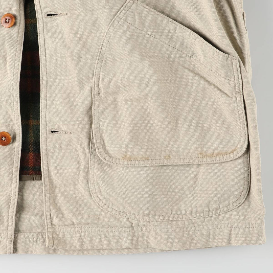 90s-00'S LLBean padded duck hunting jacket, men's size L cotton unbleached Vintage Second Hand