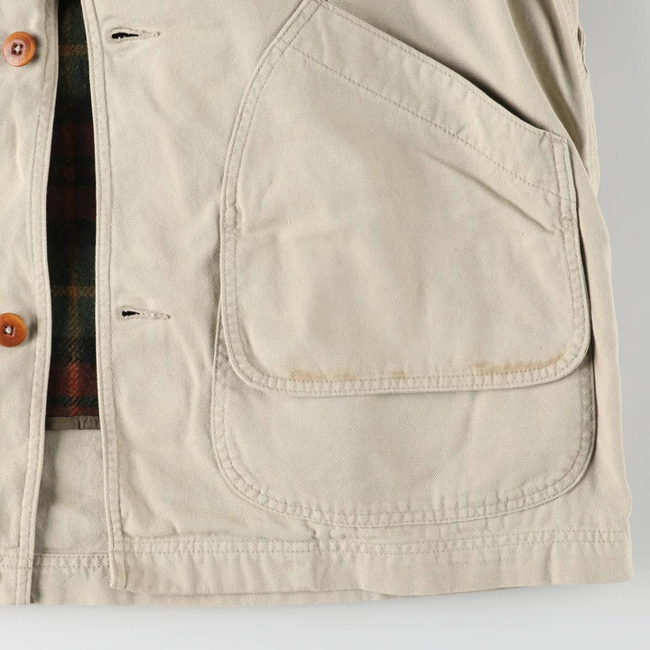 90s-00'S LLBean padded duck hunting jacket, men's size L cotton unbleached Vintage Second Hand