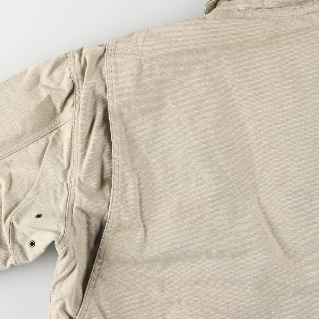 90s-00'S LLBean padded duck hunting jacket, men's size L cotton unbleached Vintage Second Hand