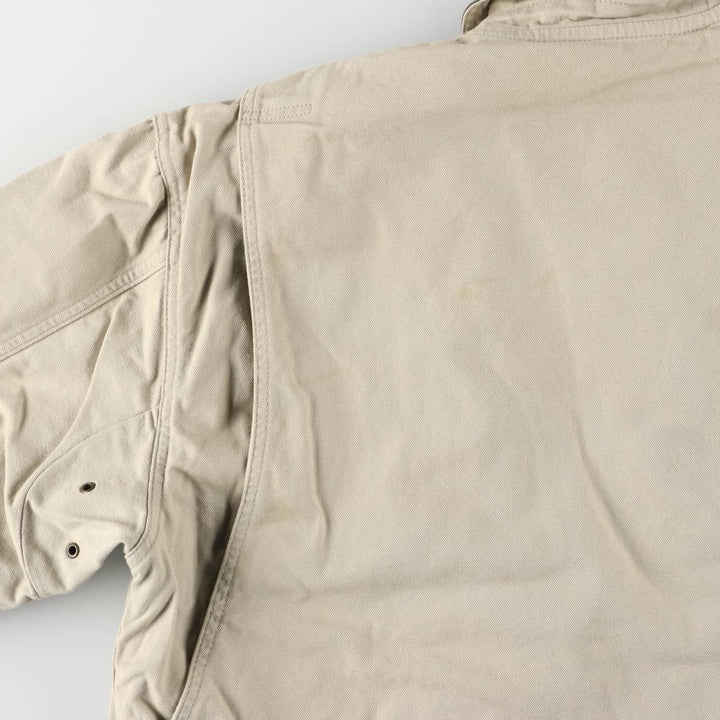 90s-00'S LLBean padded duck hunting jacket, men's size L cotton unbleached Vintage Second Hand