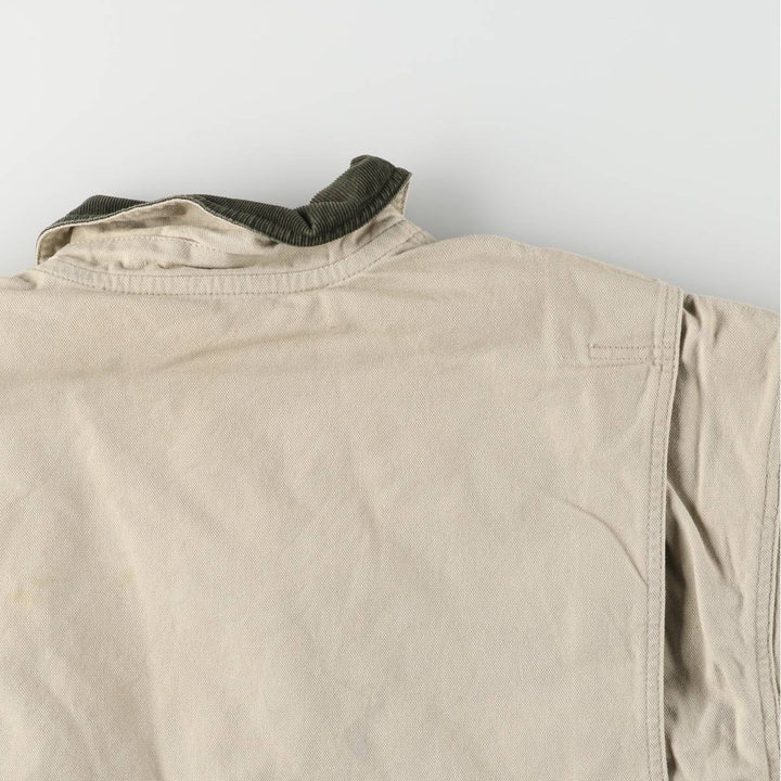 90s-00'S LLBean padded duck hunting jacket, men's size L cotton unbleached Vintage Second Hand