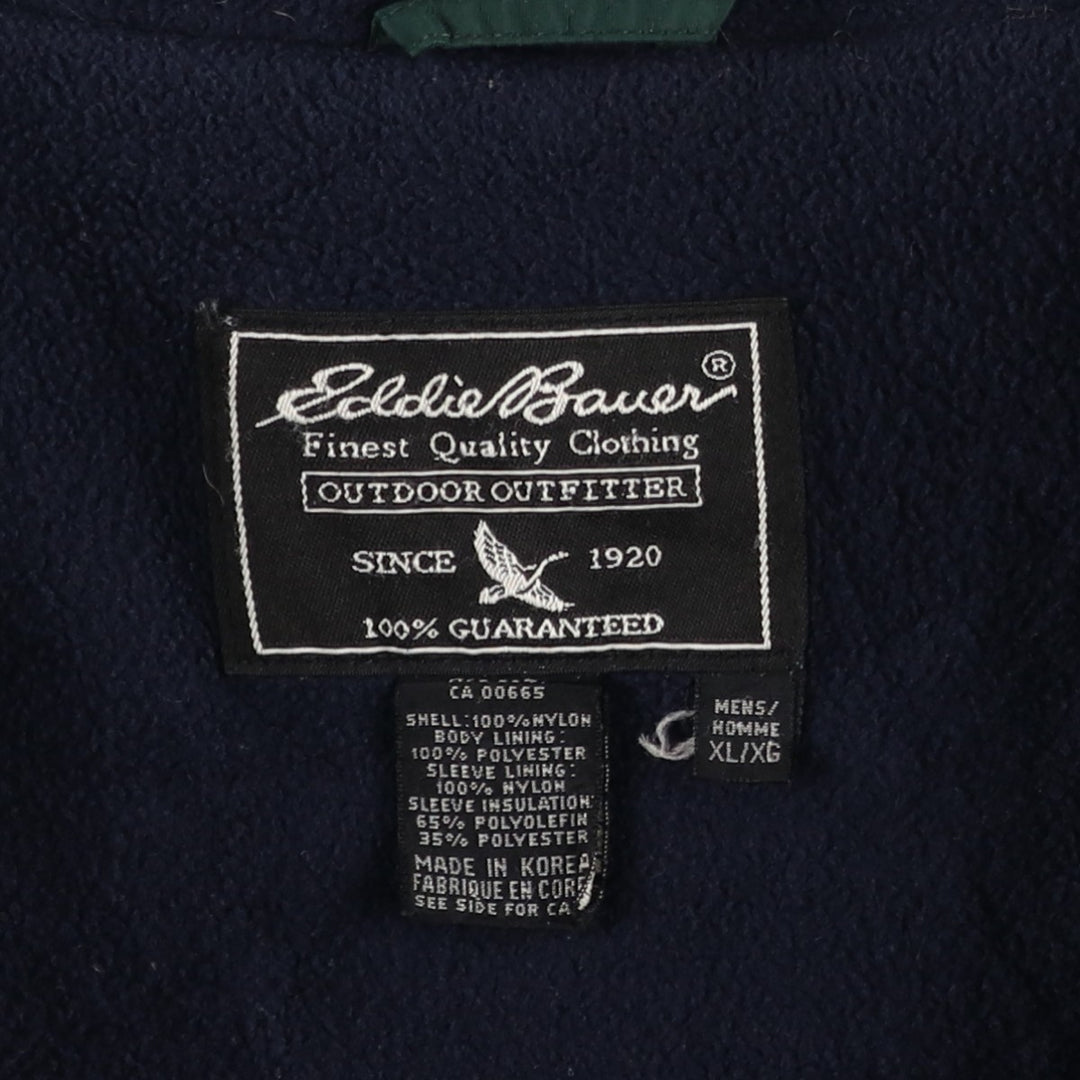 Eddie Bauer Men's Padded Puffer Jacket, Size XL Nylon Green type dark green Vintage Second Hand