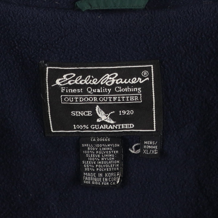 Eddie Bauer Men's Padded Puffer Jacket, Size XL Nylon Green type dark green Vintage Second Hand