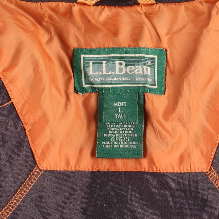 90s-00'S LLBean padded puffer jacket, men's size L Nylon orange type Vintage Second Hand