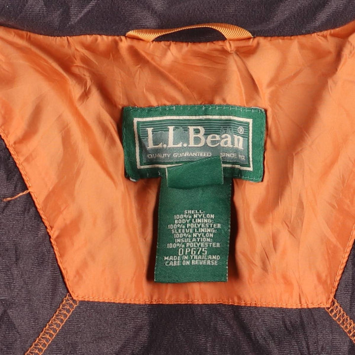 90s-00'S LLBean padded puffer jacket, men's size L Nylon orange type Vintage Second Hand