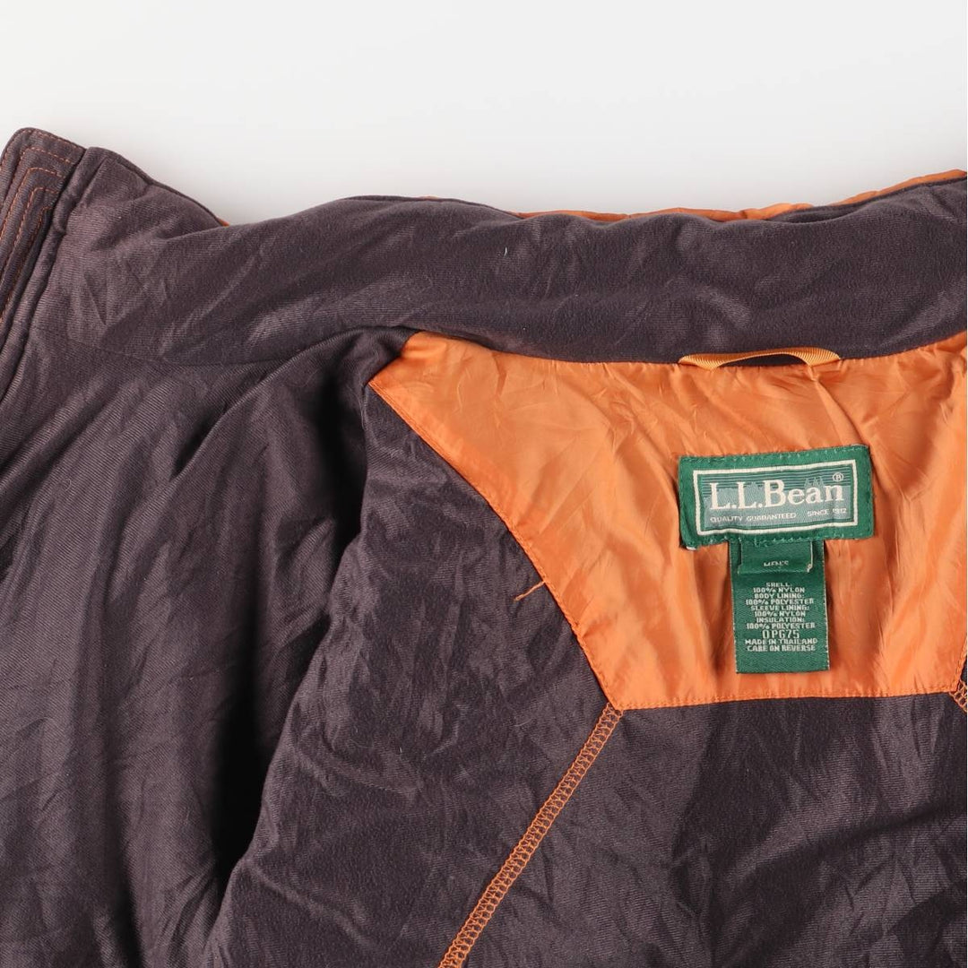 90s-00'S LLBean padded puffer jacket, men's size L Nylon orange type Vintage Second Hand