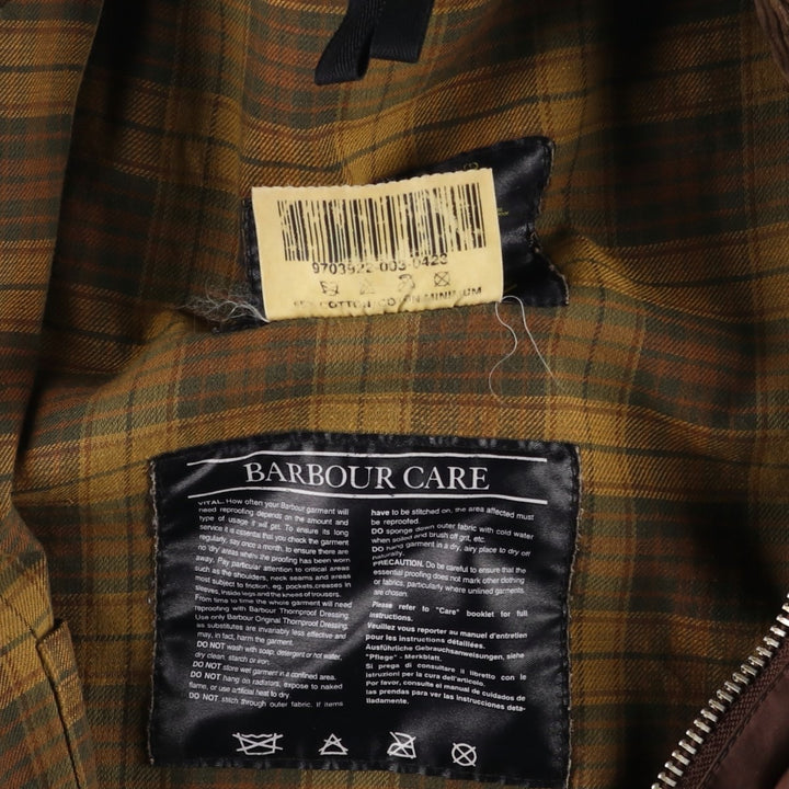 1990'S Barbour Bedale (formerly 3 Warrant) waxed cotton oiled jacket, made in England, C40, men's size M cotton brown type Vintage Second Hand