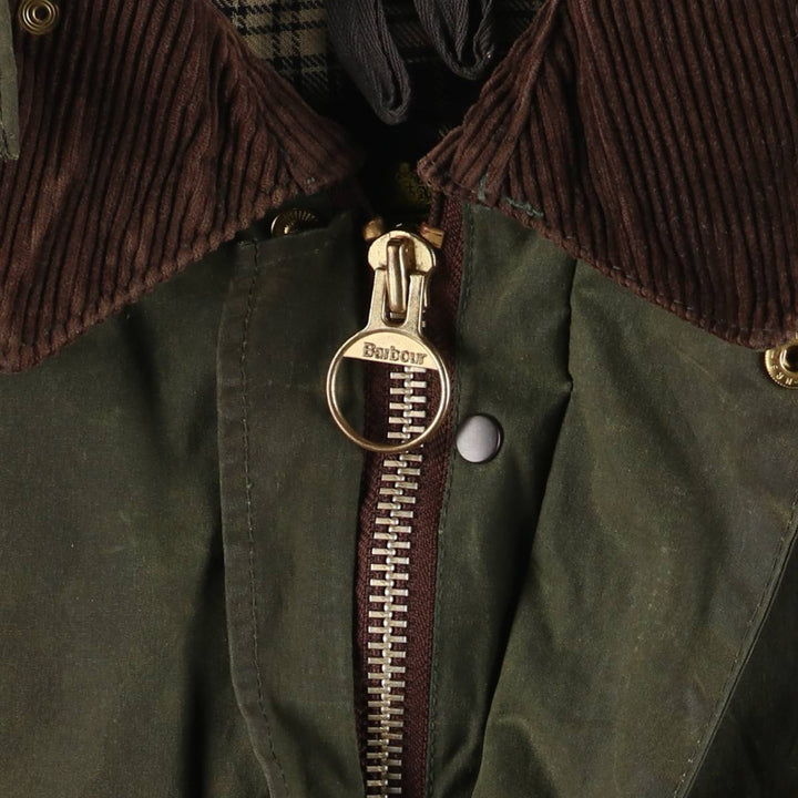 Vintage 80s-90'S Barbour 3 Warrant Waxed Cotton Hooded Jacket, Men's Size L, Striped cotton Khaki type Vintage Second Hand