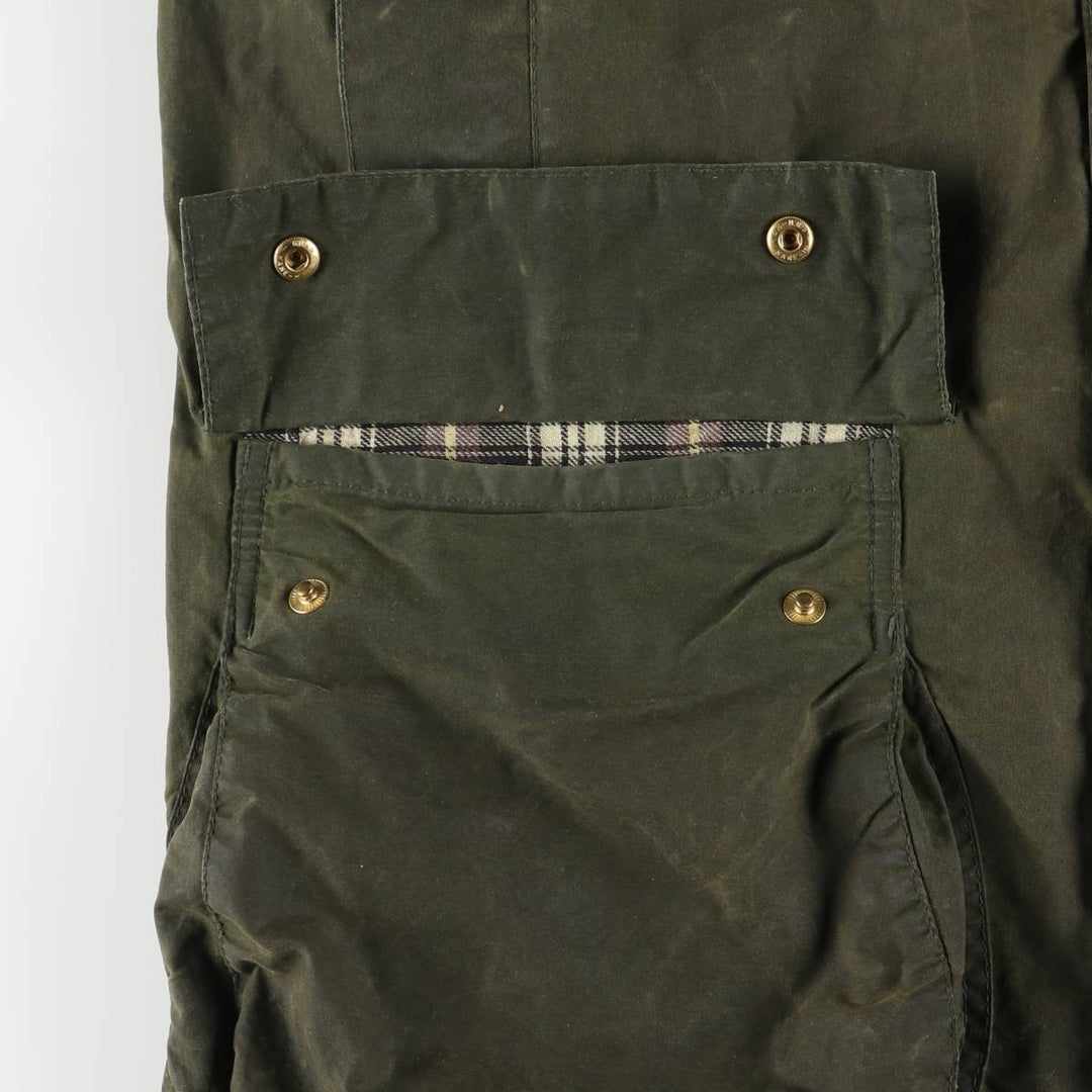 Vintage 80s-90'S Barbour 3 Warrant Waxed Cotton Hooded Jacket, Men's Size L, Striped cotton Khaki type Vintage Second Hand