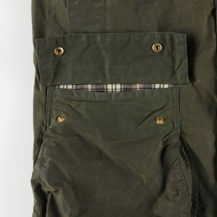 Vintage 80s-90'S Barbour 3 Warrant Waxed Cotton Hooded Jacket, Men's Size L, Striped cotton Khaki type Vintage Second Hand