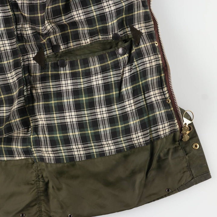 Vintage 80s-90'S Barbour 3 Warrant Waxed Cotton Hooded Jacket, Men's Size L, Striped cotton Khaki type Vintage Second Hand