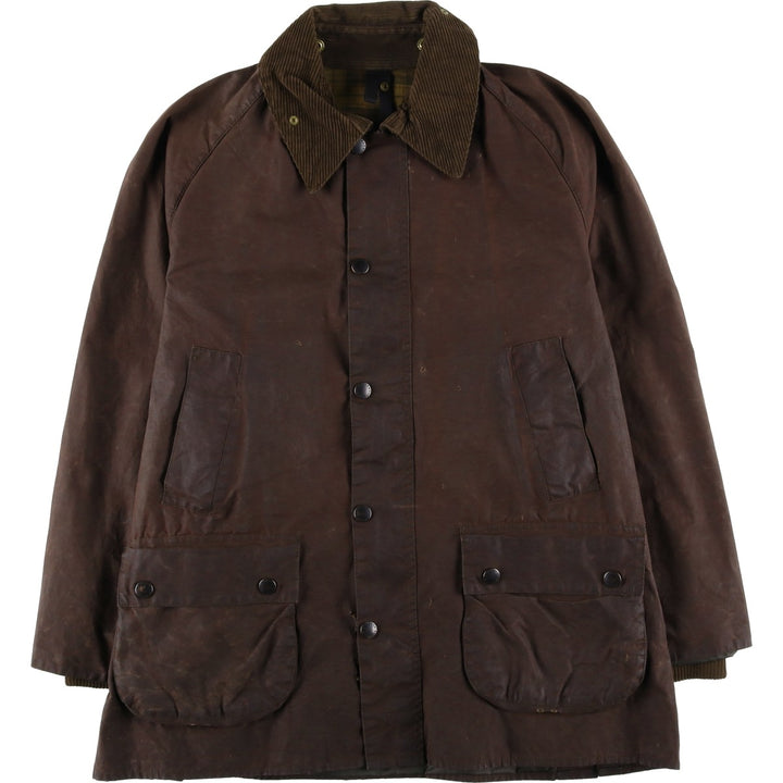 1990'S Barbour Bedale 3-Warrant Waxed Cotton Oiled Jacket, Made in England, C42, Men's Size L cotton brown type Vintage Second Hand