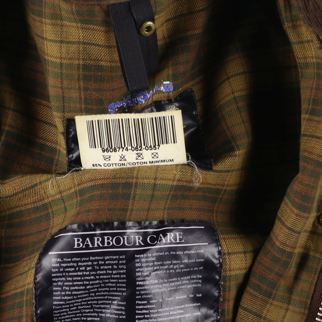 1990'S Barbour Bedale 3-Warrant Waxed Cotton Oiled Jacket, Made in England, C42, Men's Size L cotton brown type Vintage Second Hand