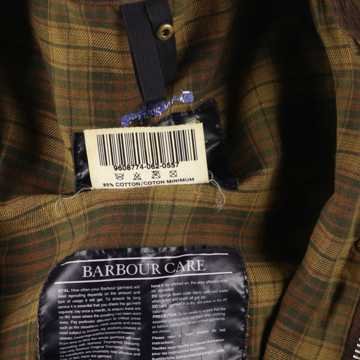 1990'S Barbour Bedale 3-Warrant Waxed Cotton Oiled Jacket, Made in England, C42, Men's Size L cotton brown type Vintage Second Hand