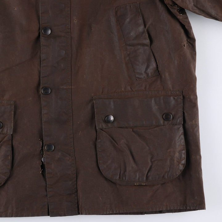 1990'S Barbour Bedale 3-Warrant Waxed Cotton Oiled Jacket, Made in England, C42, Men's Size L cotton brown type Vintage Second Hand