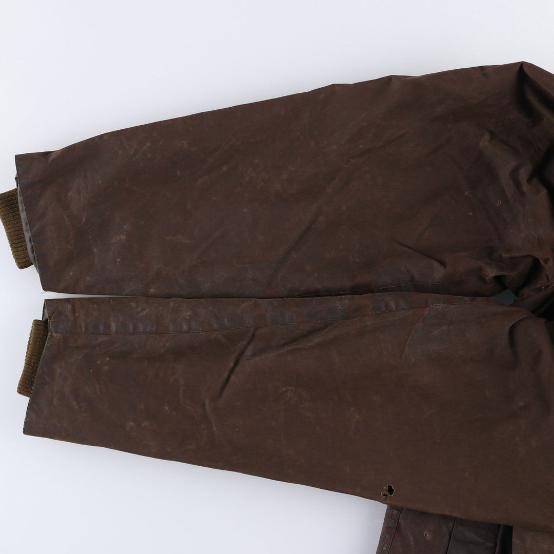 1990'S Barbour Bedale 3-Warrant Waxed Cotton Oiled Jacket, Made in England, C42, Men's Size L cotton brown type Vintage Second Hand