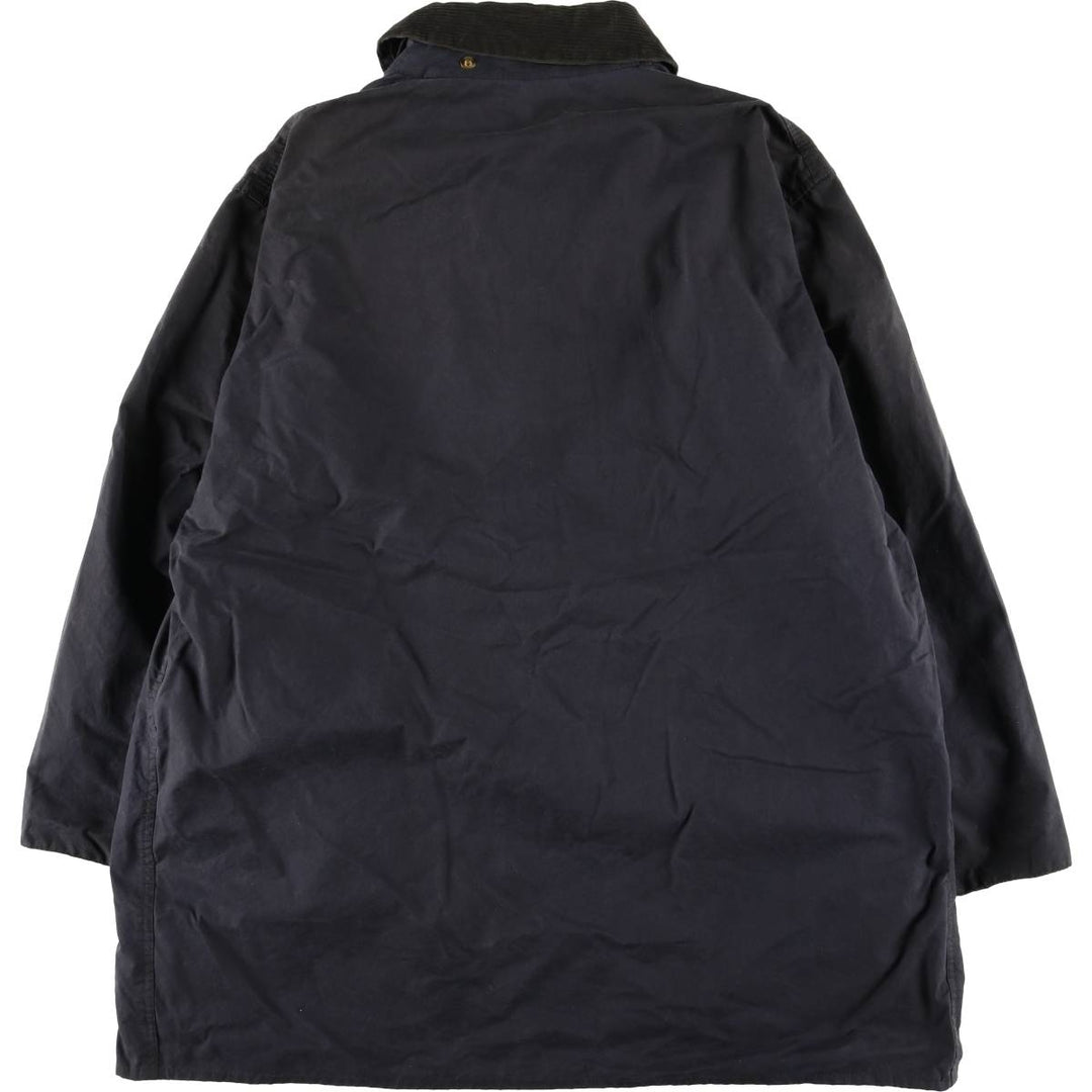 Vintage 1980s-1990'S Barbour Three Warrant Waxed Cotton Oiled Border Jacket, Made in England, Men's Size XL cotton navy blue type Vintage Second Hand