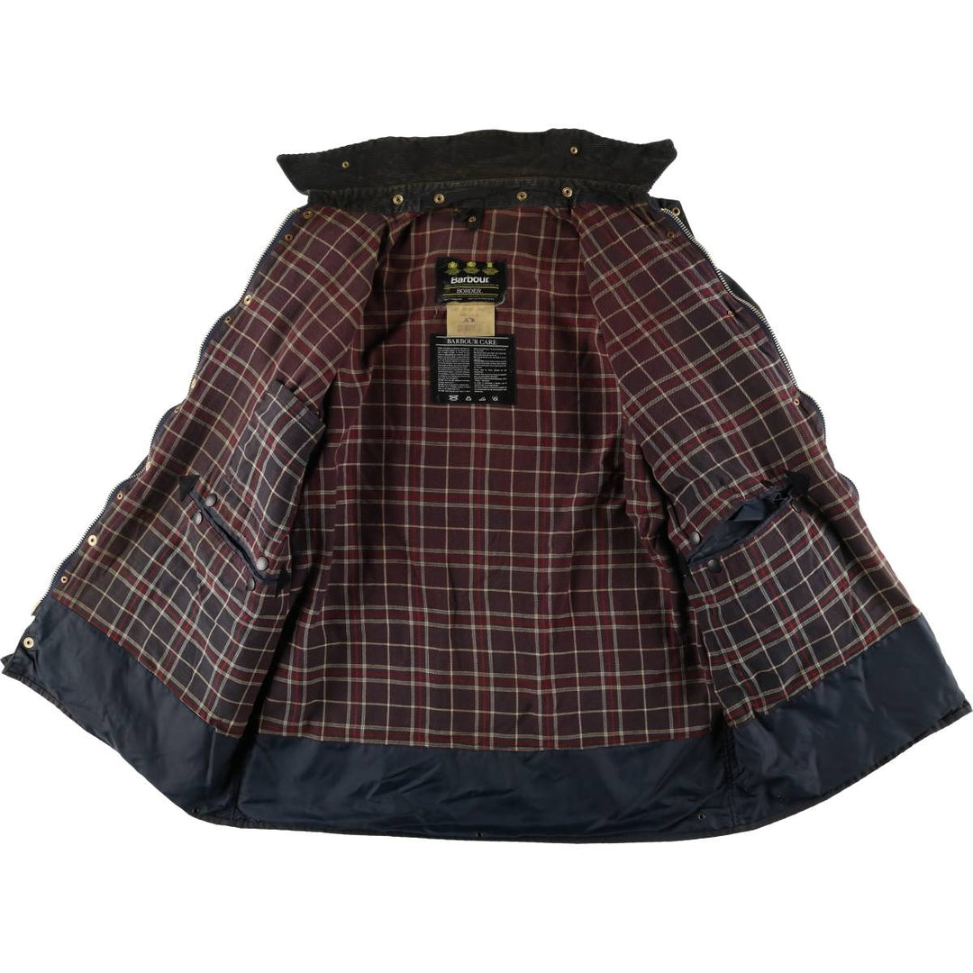 Vintage 1980s-1990'S Barbour Three Warrant Waxed Cotton Oiled Border Jacket, Made in England, Men's Size XL cotton navy blue type Vintage Second Hand