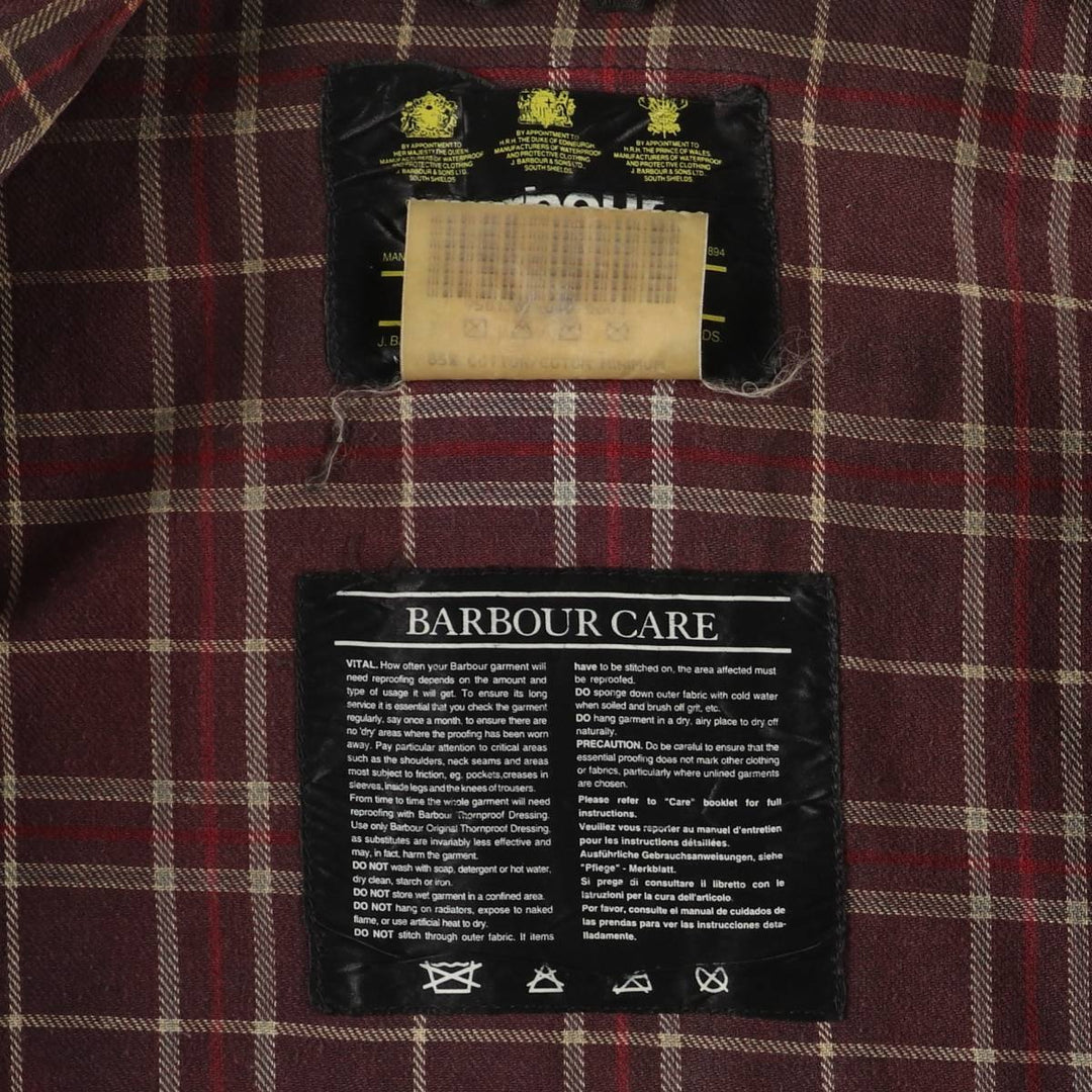 Vintage 1980s-1990'S Barbour Three Warrant Waxed Cotton Oiled Border Jacket, Made in England, Men's Size XL cotton navy blue type Vintage Second Hand