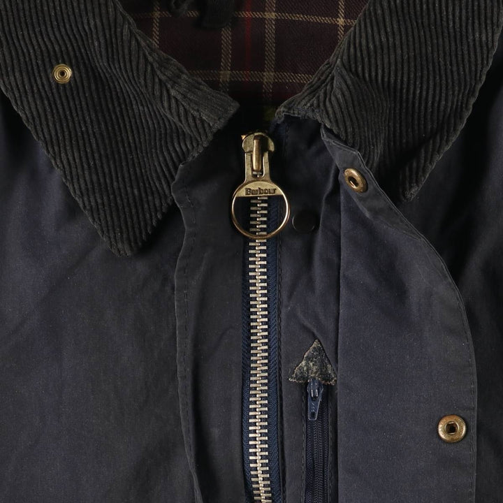 Vintage 1980s-1990'S Barbour Three Warrant Waxed Cotton Oiled Border Jacket, Made in England, Men's Size XL cotton navy blue type Vintage Second Hand