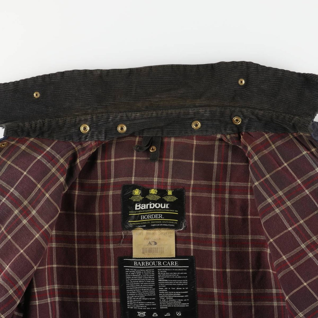 Vintage 1980s-1990'S Barbour Three Warrant Waxed Cotton Oiled Border Jacket, Made in England, Men's Size XL cotton navy blue type Vintage Second Hand