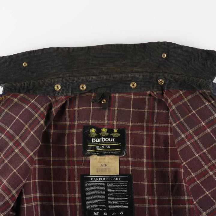 Vintage 1980s-1990'S Barbour Three Warrant Waxed Cotton Oiled Border Jacket, Made in England, Men's Size XL cotton navy blue type Vintage Second Hand