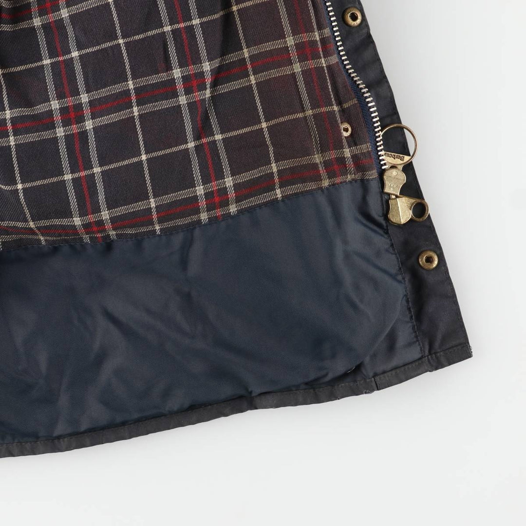 Vintage 1980s-1990'S Barbour Three Warrant Waxed Cotton Oiled Border Jacket, Made in England, Men's Size XL cotton navy blue type Vintage Second Hand