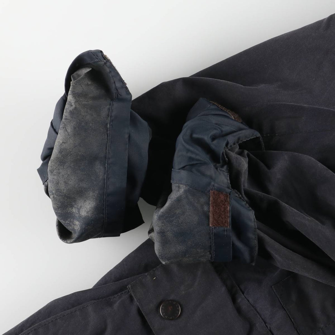 Vintage 1980s-1990'S Barbour Three Warrant Waxed Cotton Oiled Border Jacket, Made in England, Men's Size XL cotton navy blue type Vintage Second Hand