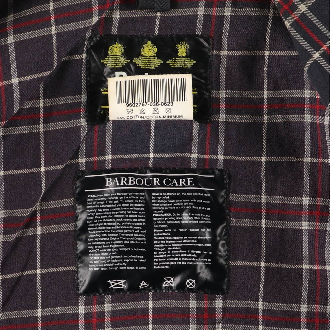 Vintage 1980s-1990'S Barbour Bedale 3 Warrant Waxed Cotton Oiled Jacket, Made in England, Men's XL cotton black type Vintage Second Hand