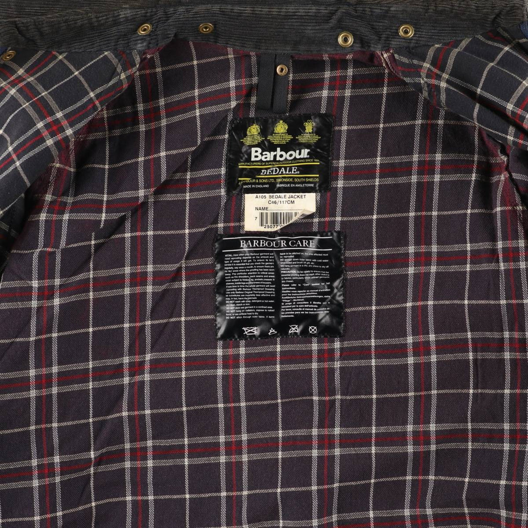 Vintage 1980s-1990'S Barbour Bedale 3 Warrant Waxed Cotton Oiled Jacket, Made in England, Men's XL cotton black type Vintage Second Hand