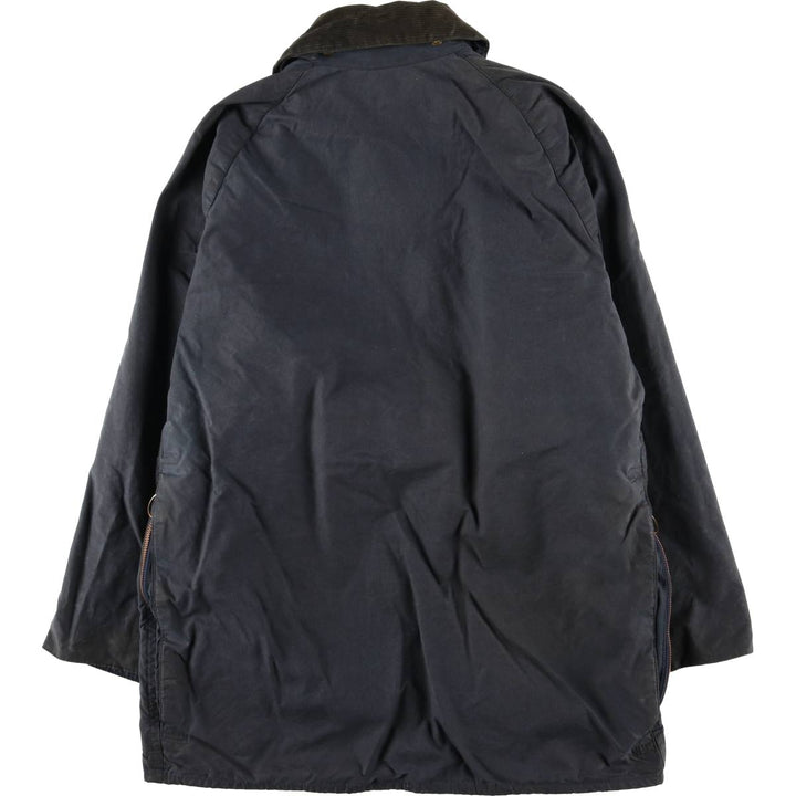 Vintage 1980s-1990'S Barbour Beaufort 3 Warrant Waxed Cotton Oiled Jacket, Made in England, Men's Size Medium cotton navy blue type Vintage Second Hand