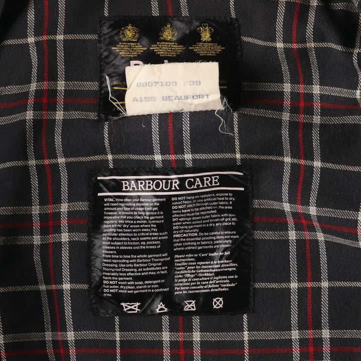 Vintage 1980s-1990'S Barbour Beaufort 3 Warrant Waxed Cotton Oiled Jacket, Made in England, Men's Size Medium cotton navy blue type Vintage Second Hand