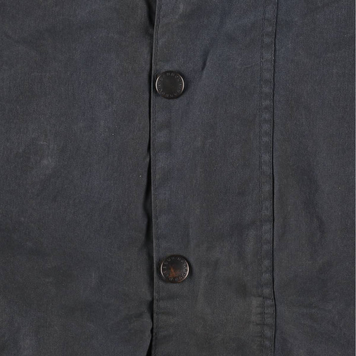 Vintage 1980s-1990'S Barbour Beaufort 3 Warrant Waxed Cotton Oiled Jacket, Made in England, Men's Size Medium cotton navy blue type Vintage Second Hand