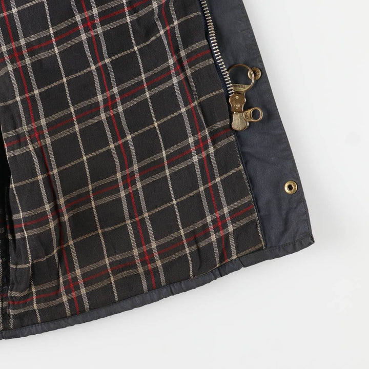 Vintage 1980s-1990'S Barbour Beaufort 3 Warrant Waxed Cotton Oiled Jacket, Made in England, Men's Size Medium cotton navy blue type Vintage Second Hand