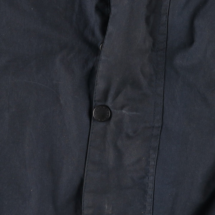 1990'S Barbour BORDER (formerly 3 Warrant) waxed cotton oiled jacket, Made in England, C42, Men's L cotton navy blue type Vintage Second Hand