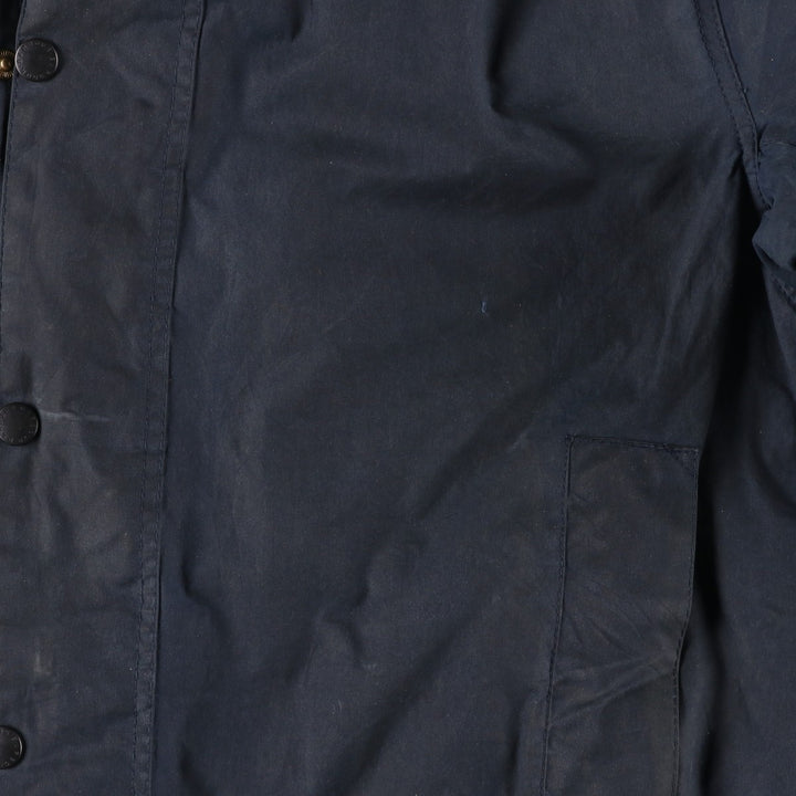1990'S Barbour BORDER (formerly 3 Warrant) waxed cotton oiled jacket, Made in England, C42, Men's L cotton navy blue type Vintage Second Hand